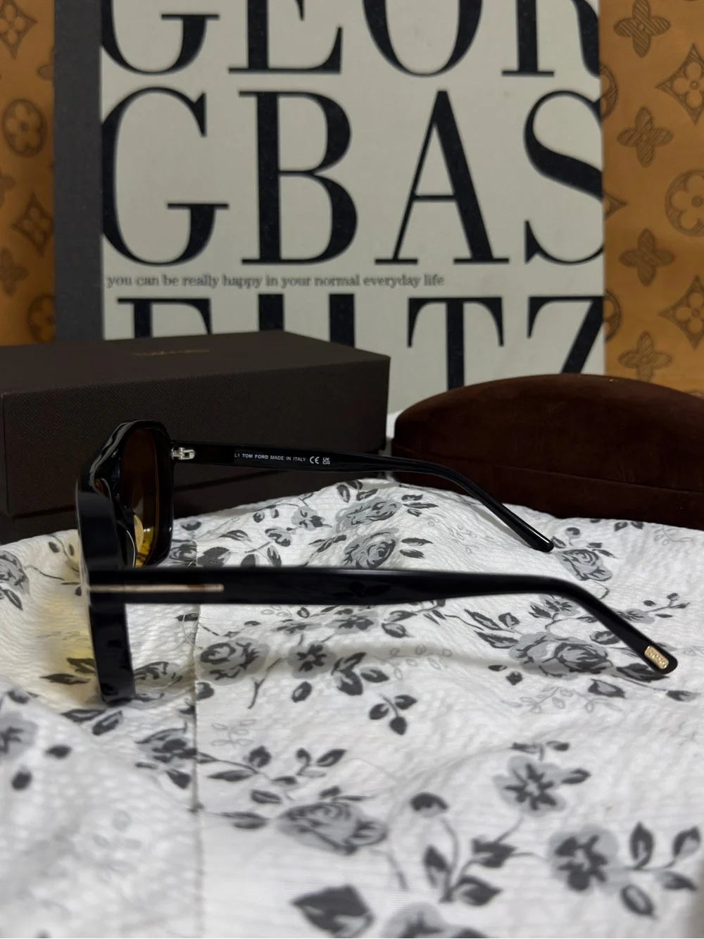 Tom Ford Black Frame Sunglasses with Yellow Lenses